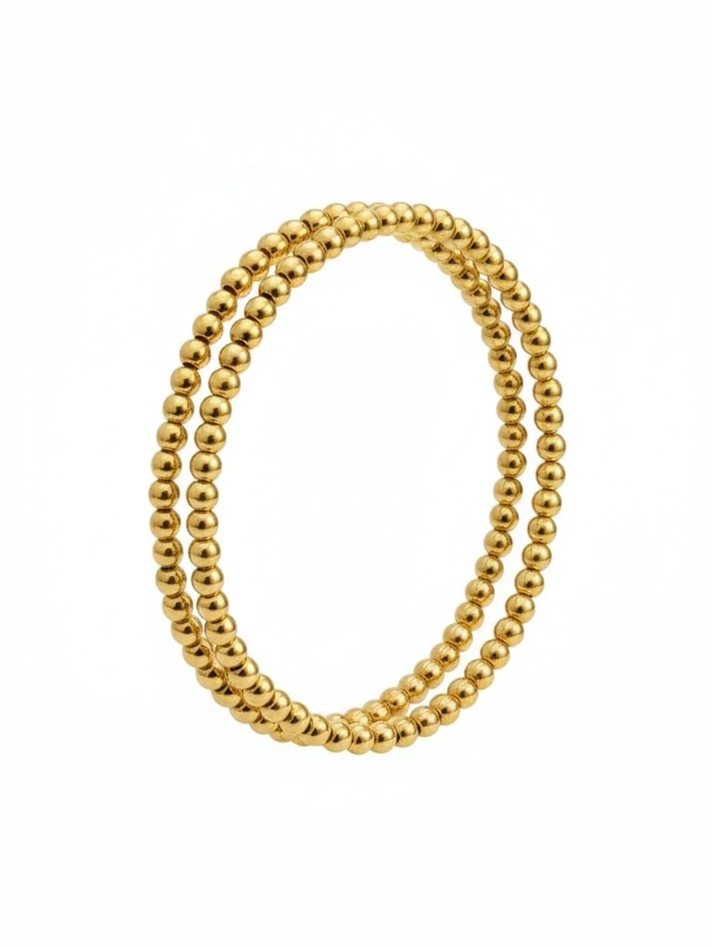 LOLO’S JEWELRY Gold Beaded Double Strand Stretch Bracelet (Set of Two Bracelets)